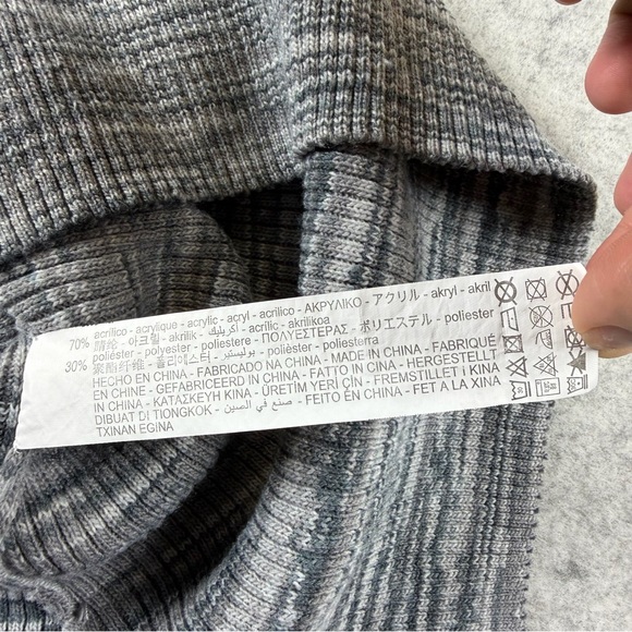 Women’s Zara Ribbed Knit Space Dye Sweater Dress In Gray Size 11-12 Long Sleeve - Picture 6 of 11